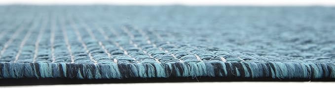 Unique Loom Collection Casual Transitional Solid Heathered Indoor/Outdoor Flatweave Area Rug (5' 3" x 8' Rectangle, Teal/Navy Blue) - Image 10