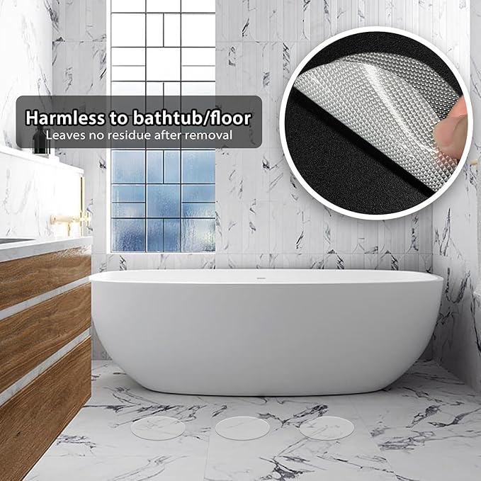 24 PCS Bathtub Non Slip Stickers Clear Adhesive Decals Round Shape Anti Slip Shower Stickers Bath Non Slip Stickers for Floor Bathroom Stairs Ladders with Scraper - Image 2