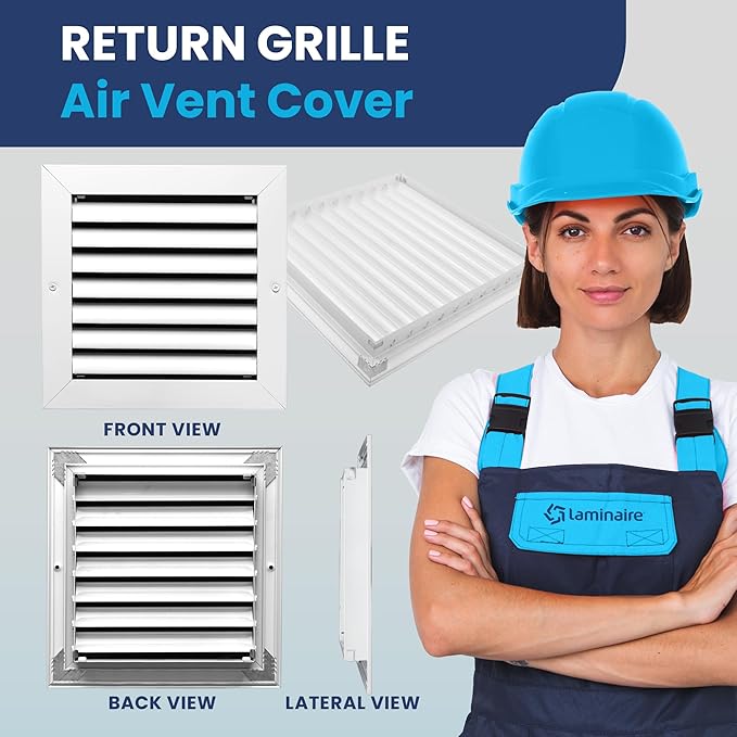 8x8 Inch (Duct Opening) Air Return Vent Cover Decorative – Premium Aluminum AC Vent Cover for Ceiling & Wall, Rustproof Grille, Ideal for Home HVAC Grille, Durable & Easy to Install by ACLAMINAIRE - Image 2