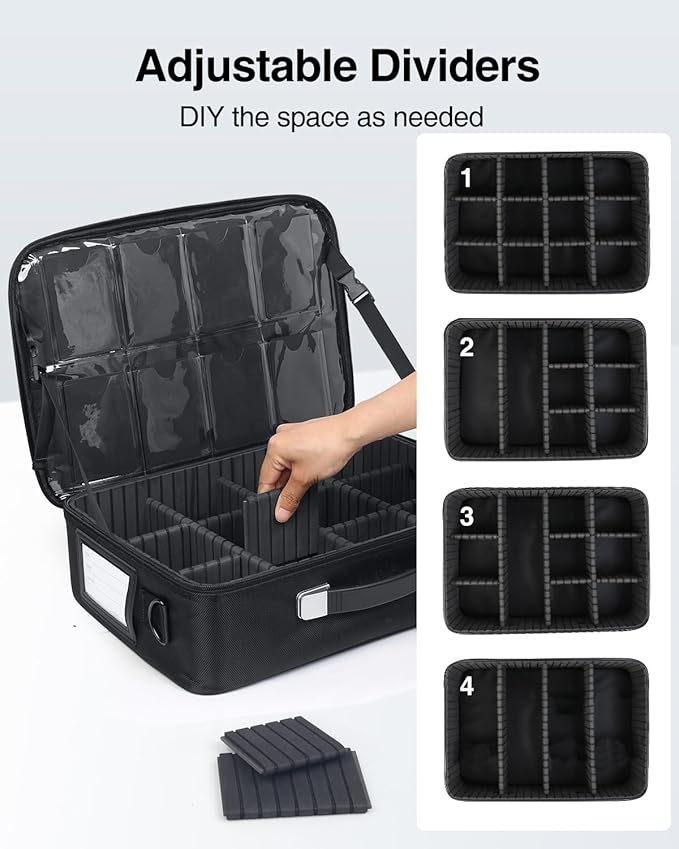 Luxtude Trading Card Storage Box w/Adjustable Dividers, Large Top Loader Card Storage w/Combination Lock, Baseball Sports Cards Case for 3"x4" 35pt Toploaders, MTG Carrying Case for Pokemon/TCG/YuGiOh - Image 3