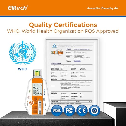 Elitech WHO PQS Certificated Temperature Humidity Data Logger with Light Sensor Single Use Temperature Recorder PDF Report USB Temperature Logger 16000 Points LogEt1-TH - Image 2