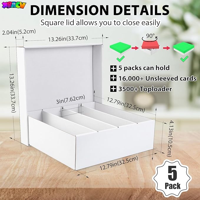 Trading Card Storage Box, Top Loaders Storage Box with 20 Card Dividers, Cardboard Trading Card Organizer for Collectible Cards Games,Card Box Fits For TCG,MTG,TCG and Basktaball Cards, 4 Drawer - Image 3