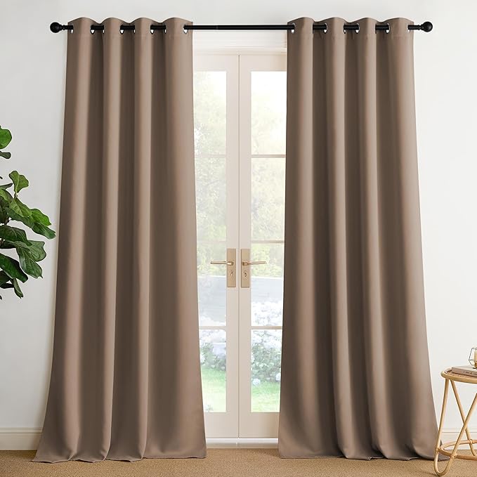 NICETOWN Room Darkening Draperies Curtains Panels, 2 Panels Cappuccino W52 x L102 by NICETOWN