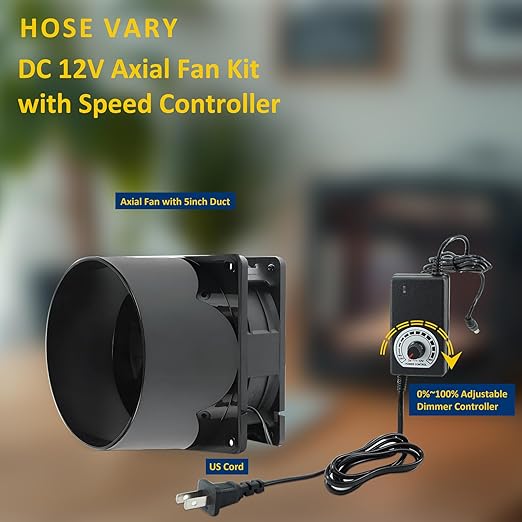 5in Air Exhaust Fan Fume Extractor, 6000RPM 210CFM DC12V Ventilation Fan w/Controller for 3D Printer, 3D Laser, Grow Tent, DIY - Image 3