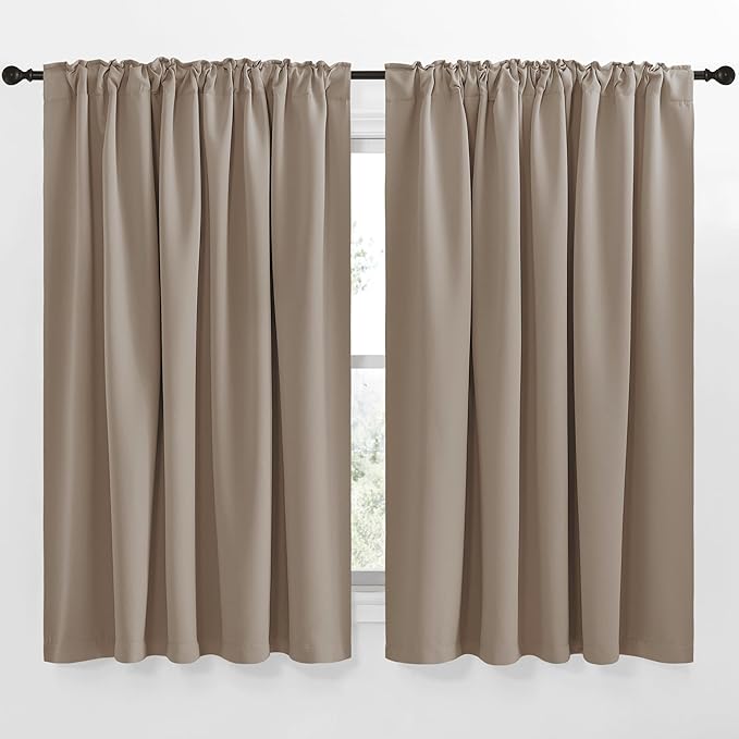 NICETOWN Blackout Curtain Panels Window Draperies - (Taupe Color) 70x63 inch, 2 Pieces, Insulating Room Darkening Blackout Drapes for Bedroom - Image 2