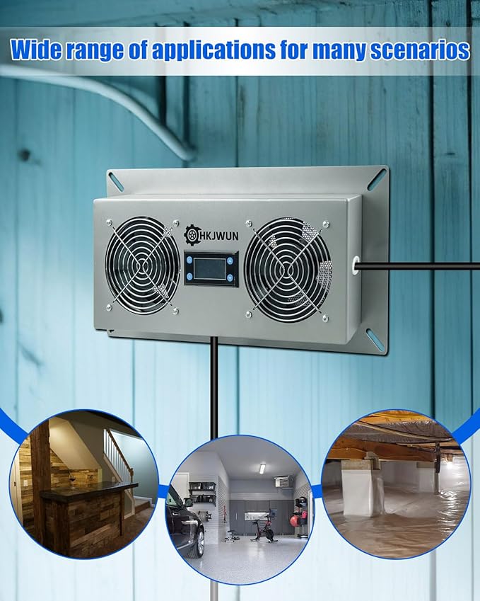 220 CFM Airflow Crawl Space Ventilation Fan with Temperature & Humidity Controller, 304 Stainless Steel Exhaust Fan for Basement Garage Attic Hydroponics & Grow Tents, Airflow & Moisture Control - Image 5