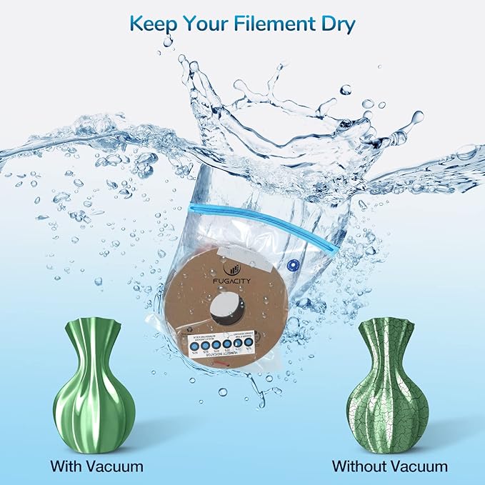 FugaCity 3D Printer Filament Storage Vacuum Kit- 20 Pack Reusable Vacuum Bags (PA+PE 13.8 ×15.7 in) for Keep Filament Clean & Dry - Image 4