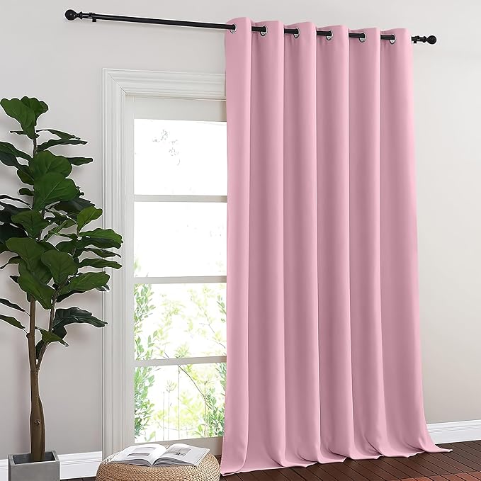 NICETOWN Room Divider Curtain 132 Inches Long, Wide Blackout Sliding Door Curtain for Bedroom, Room Darkening Privacy Window Curtain for Patio Door (1 Panel Set, Rouge Pink, 80 x 132 Inch) - Image 7