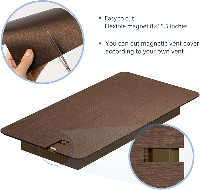 BEWAVE High Strength Magnetic Vent Covers for Home Ceiling, Metallic Air Vent Covers for Floor, Wall, Ceiling Steel Registers, RV, HVAC and AC, 8" x 15.5", Set of 2 - Image 7