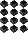 12 Pack 1-1/4" Square Plastic Plugs, Black Tubing End Caps Plugs Insert for Square Tube and Furniture Legs by Bonsicoky