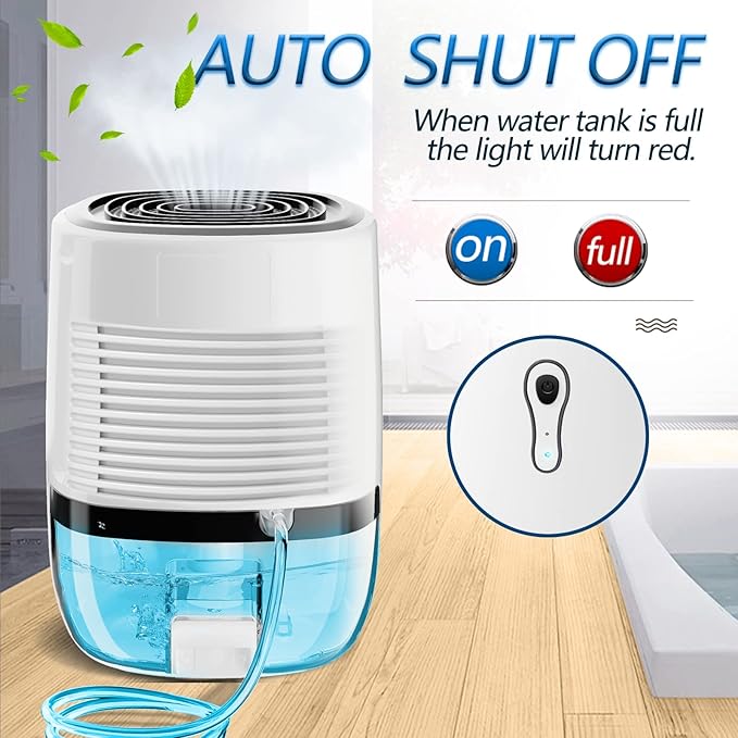 Dehumidifiers for Home 27oz(800ml) Small Auto Shut off Dehumidifiers with Drain Hose,Portable Ultra Quiet Mini Dehumidifier Effective for Bathroom, Basement, Garage, RV, Gun Safe, Closet - Image 3