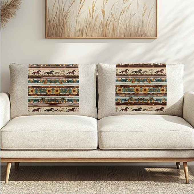 Horse Aztec Print Headrest Cover for Recliner Non-Slip Sofa Headrest Protector Fashion Couch Protective Cover Pins Washable Fabric Loverseat Protector - Image 7