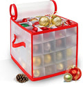 Christmas Ornament Storage Box, 64 Christmas Decoration Storage Box with Two Handles, Holiday Xmas Ornaments Box with Lid, Double-Sided Trays with Durable Zippers for Season by QIHANSProducts