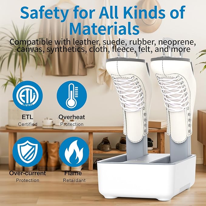 Boot Dryer Shoe Dryer for Work Boots Sneakers and Gloves, Temperature-selectable Boot Warmer with Heat, Timer, Fan and Retractable Hoses - Image 4