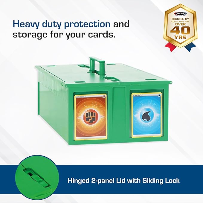 BCW Collectible Card Bin Green | Holds up to 1600 Cards | Plastic Storage Box for Pokémon, MTG & Sports Cards - 2 Pack - Image 2