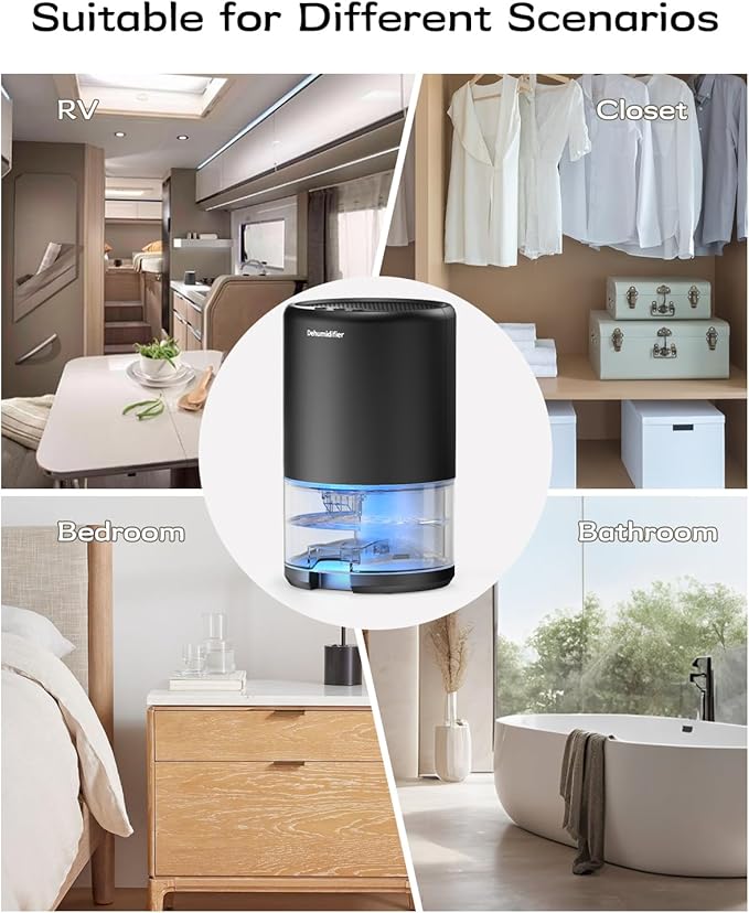 Dehumidifier, 35 oz Small Dehumidifiers for Home, Bathroom, Bedroom, Closet, Ultra-Quiet with Sleep Mode, 7 Color Lights & Auto Shut Off, Compact & Portable for RV, Rooms, Basement, Energy Saving - Image 8