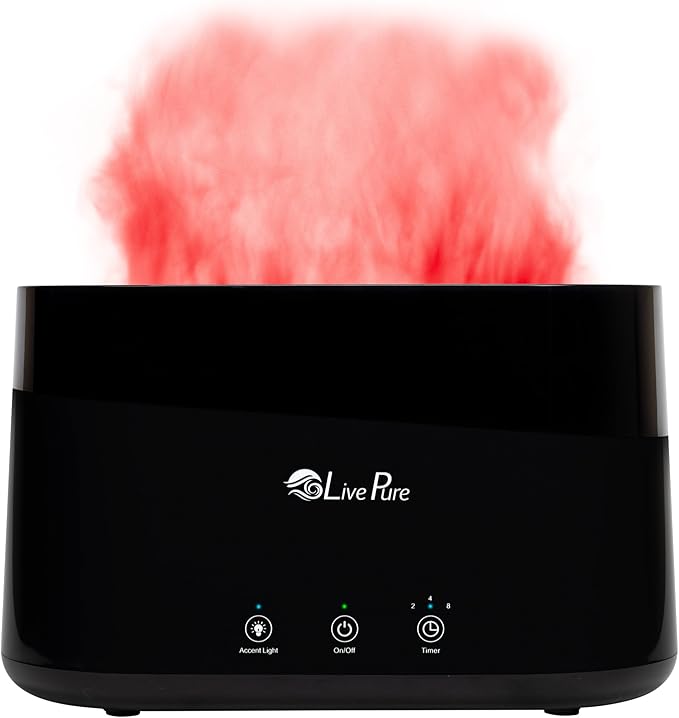 LP300HUM LivePure Aqua Flame Ultrasonic Humidifier (0.19 Gal)- Vibration Technology Humidifier with Essential Oil Diffuser – Mini Portable Cute Design for Personal Use, Dorm Rooms, & Desks - Black - Image 9
