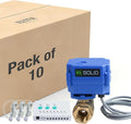 U.S. Solid Water Leak Detector - Water Leak Detect and Protect System with 3/4" Brass Motorized Ball Valve, Controller and 3 Sensors(Pack of 10) by USSolid