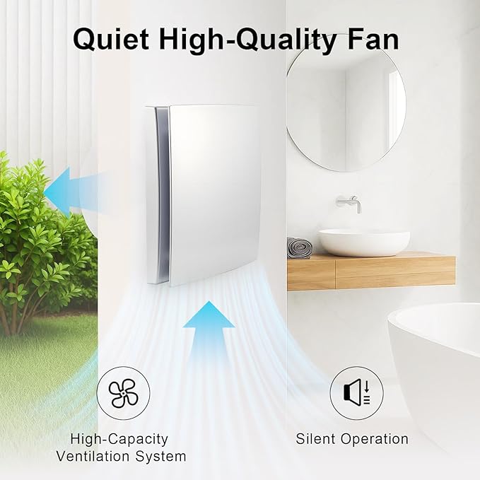GROWNEER 6” Duct 8" Panel Window Exhaust Fan, 110 CFM Quiet Small Celling Wall Mount Vent Extractor Fan with Switch for Bathroom, Laundry Room, Bedroom, Office - Image 2