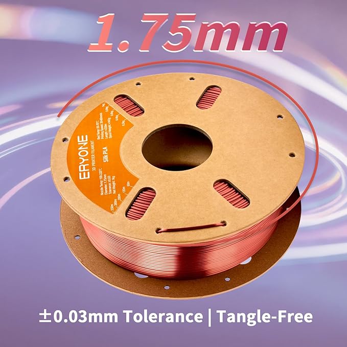 ERYONE Silk PLA Filament for 3D Printer, 1.75mm +/- 0.03mm, 1kg (2.1LBS)/Spool, Silk Copper - Image 5