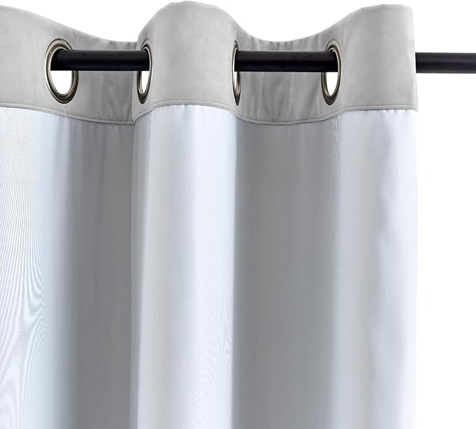 ChadMade Extra Wide Blackout Lined Premium Velvet Curtain Silver Grey 120Wx102L Inch (1 Panel), Eyelet Grommet for Livingroom Bedroom Theater Studio, Leon Collection - Image 3