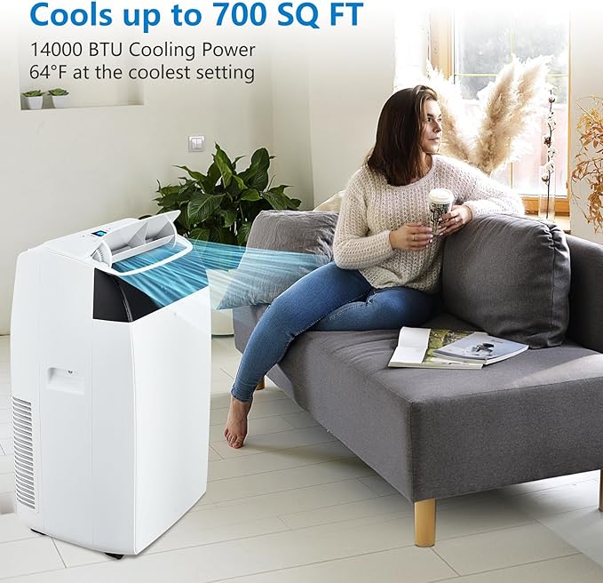 GAOMON 14000 BTU Portable Air Conditioners With Remote Control,3-In-1 Free Standing Cooling AC Unit With Fan & Dehumidifier,Smart/Sleep Mode,3 Speed,Auto Swing,Large Room,Office,Garage White lid - Image 2