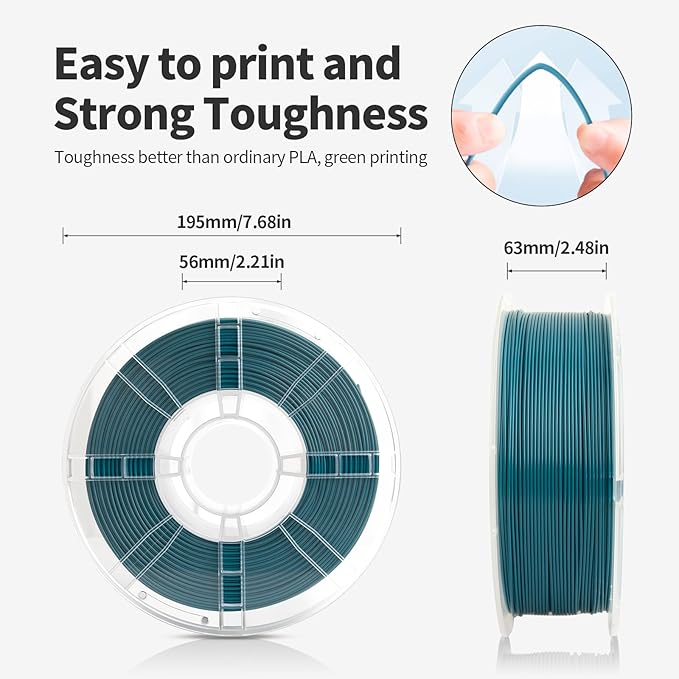 PLA Filament 1.75mm Blue Lagoon 1KG, Clog-Free 3D Printer Filament Dimensional Accuracy +/- 0.02mm, 1kg Spool(2.2lbs) 3D Printing Filament Fits for Most FDM 3D Printers - Image 4