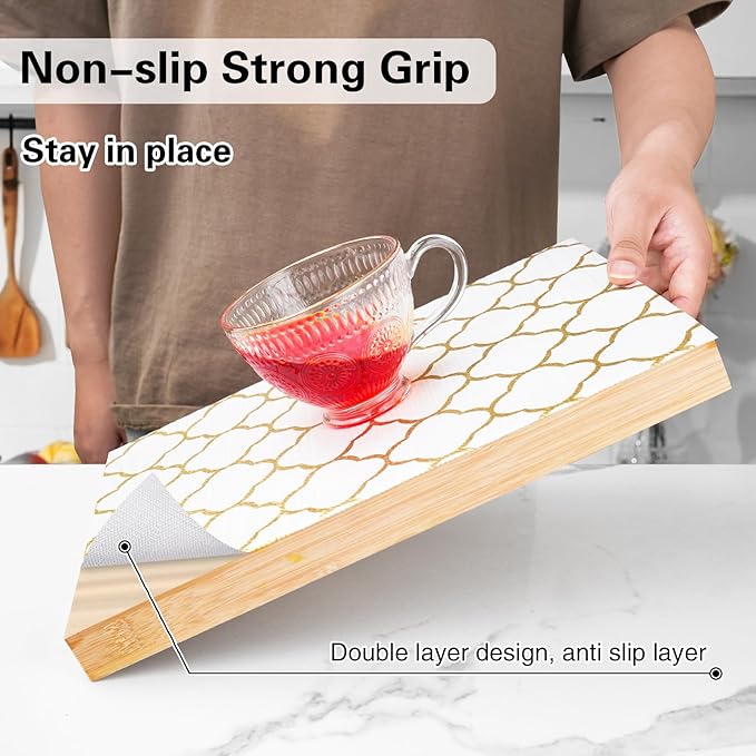 Drawer and Shelf Liner for Kitchen Cabinet,Non-Adhesive Cabinet Liner 24in x 30FT,Waterproof Shelf Paper Non-Slip Mats Cupboard Liners Contact Protect Dresser/Shelves/Table-Golden Lantern - Image 3