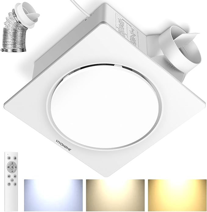 VIVOHOME Autoflow Bathroom Exhaust Fan with Light & Humidity Sensor (30-110-160CFM) - 2700K/4000K/5700K & EC Motor, Retrofit Ceiling Mount Bath Fan, No Attic Access Needed (Install Kit, 4-in Duct) - Image 8