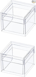 KissYou Small Acrylic Box with Lid Clear Candy Boxes for Display Party Decoration Plastic Square Cube by KissYou