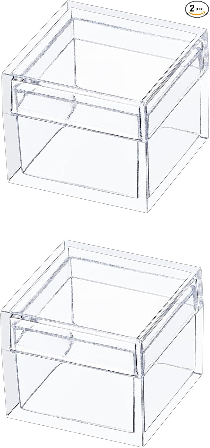 KissYou Small Acrylic Box with Lid Clear Candy Boxes for Display Party Decoration Plastic Square Cube by KissYou
