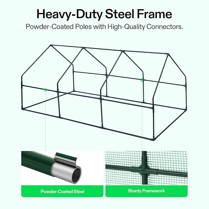 VIVOSUN Portable Mini Greenhouse 94.5x36x36-Inch Tunnels, PE Cover with Roll-up Zipper Door, for Indoor Outdoor or Garden Plant Growing - Image 3