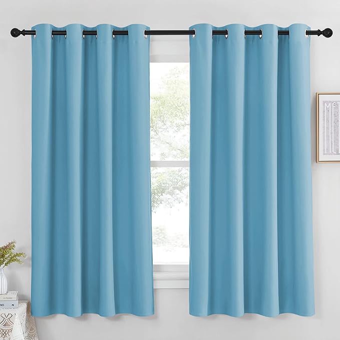 NICETOWN Blackout Shades for Bedroom Windows - (Teal Blue Color) Thermal Insulated Window Treatment Curtain Drape, Room Darkening Modern Drapery for Boy's Room, 52x63 inches, One Panel by NICETOWN