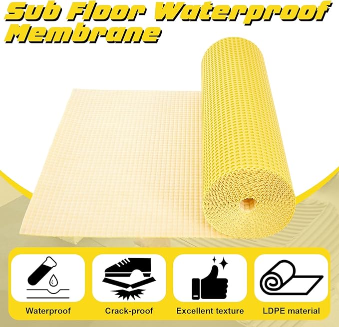 Nuanchu 1/8" Thick 161.44 Sq. ft. Uncoupling Membrane for Tile, Dimple Drainage Matting, Moisture Barrier Foundation Wrap Floor Underlayment Sub Floor Waterproof for Bathroom Shower Kitchen Basement - Image 4