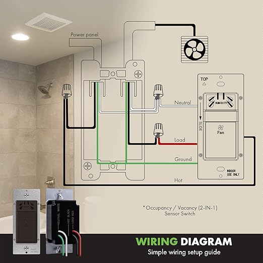 TOPGREENER Humidity Sensor Switch, New Model, Air Moisture Detection for Ventilation Fan, Bathroom Fan Automated Control,Neutral Wire Required, UL Listed, TDHS5-BR, Brown - Image 3