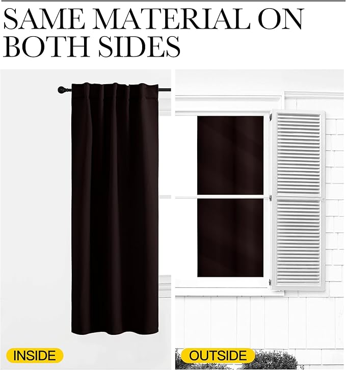 NICETOWN Blackout Curtain Panels for Living Room - (Toffee Brown Color) 34x63 Inch, 2 Panels Set, Thermal Insulated Room Darkening Blackout Drapes/Draperies with Rod Pocket & Back Tab for Window - Image 6