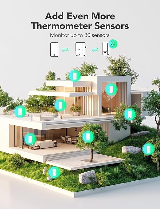 GoveeLife Outdoor Temperature and Humidity Sensor H5107 Replacement Kit (Does Not Support Bluetooth Connection; Requires Connection to 2.4GHz WiFi Gateway H5043 to Access Full Functionality) - Image 3