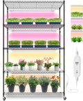 Bstrip Plant Stand with Grow Lights, 5 Tier Large 47.2x17.8x71IN Plant Shelf Indoor with 3FT T5 144w Grow Light, 3 Mode Full Spectrum LED Plant Light with Timer for Indoor Plants, Spring Seed Starting by Bstrip