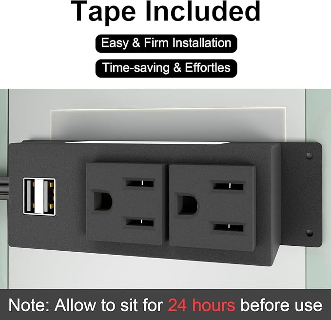 Gun Safe Power Outlet Kit- Multi Electrical Outlet Kit for Gun Safe Accessory Charging, with 2 Outlets & 2 USB Slots for Dehumidifiers Lights, 6.9FT Power Cable, Tape Included, UL Listed - Image 5