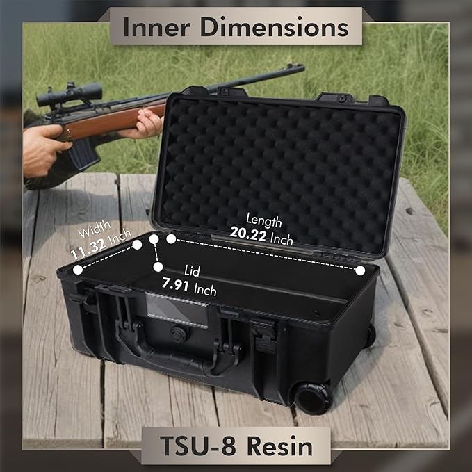 Camera Hard Case Dry Box With Foam & Stretchable Handle With Wheels | Gun Safe for Handgun, Equipment, Pistol | Large Waterproof Case - Image 3
