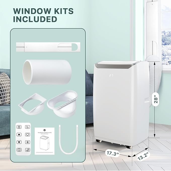 Quiet 12000 BTU Air Conditioner Portable for Room up to 550 Sq.Ft, 3 in-1 Floor Standing AC with Dehumidifier & Fan Mode, Sleep Mode, 24H Timer & Easy Window Installation Kit - Image 2