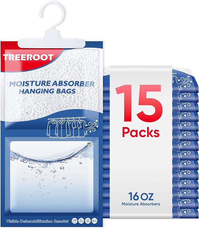 15 Pack Moisture Absorbers for Closet, 16OZ Hanging Closet Dehumidifier Bags, Hanging Humidity Absorber in Wardrobes, Kitchens and Bathrooms by Unknown