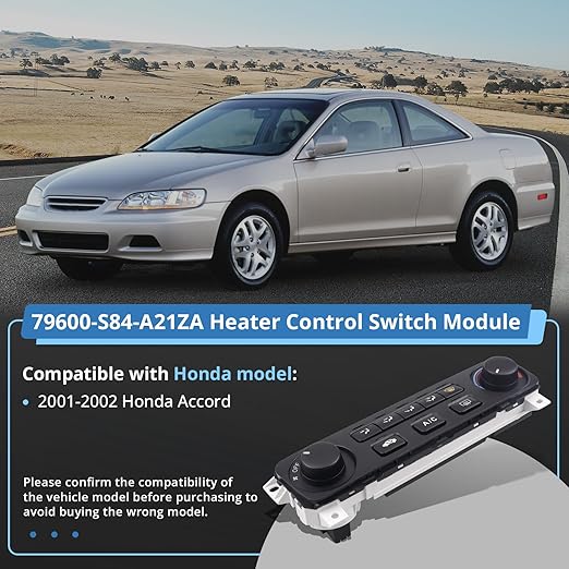Heater A/C Control Switch,Front Climate Control Module Compatible with 2001 2002 Honda Accord Replace# 79600-S84-A21ZA, 79600-S84-A01ZA - Image 2