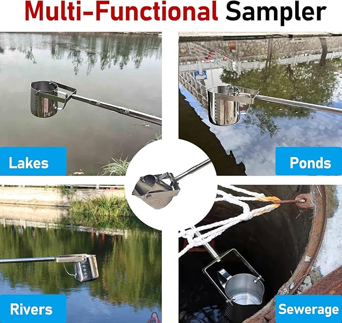 ERRULAN Water Sample Collection Pole PVC, Vertical Swing Telescopic Water Sampling Rod with Built-in Scale, Wellhead Sewage Dipper for Environmental Monitoring(33.8fl oz/1000ml,61-150cm/24.0-58.8in) - Image 9