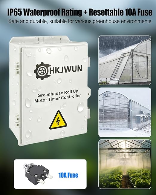 Greenhouse Roll Up Motor Timer Controller, 7 Day Programmable Dual DC Motor Control, 110V to 24V Transformer, IP65 Waterproof Box for Roof & Side Curtain Films - Image 6