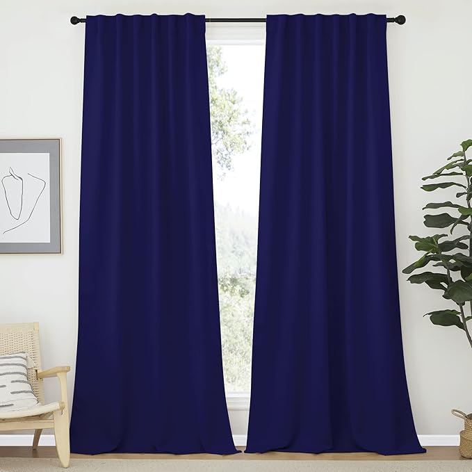 NICETOWN Bedroom Blackout Curtain Panels - (Royal Blue Color) 52 x 120 inch, 2 PCs, Insulating Energy Saving Solid Rod Pocket Blackout Drapes for Hall, Villa by NICETOWN