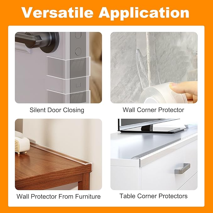 2 in x 13.12 FT,Clear Soft Corner Protectors for Furniture Strip,Sharp Edge & Table Bumper,Window Edge,Wall Protector, Soft Corner Guards Safe for Proof,Table Corner Protectors in Family - Image 3
