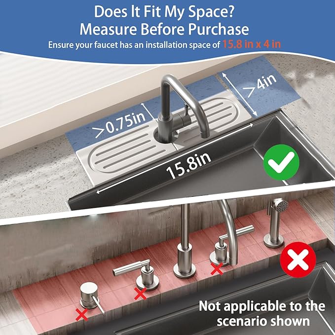 Kitchen Faucet Mat, Quick Drying Diatomite Sink Faucet Mat Splash Guard for Kitchen, Water Absorbing Stone Tray for Sink, Absorbent Stone Drying Tray for Bathroom Counter - Image 2