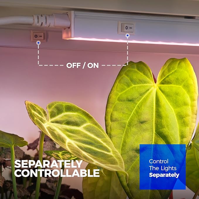 Barrina Grow Lights for Indoor Plants, Full Spectrum Sunlight, 2ft 40W (4 x 10W, 250W Equivalent), LED Grow Light Bulbs, T5 Grow Lights, Plug and Play, Pinkish White, 4-Pack - Image 5