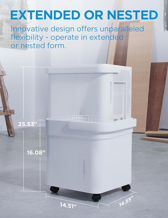 Midea Cube 35 Pint Dehumidifier for Basement and Rooms at Home for up to 3,500 Sq. Ft., Smart Control, Compatible with Alexa (White), Drain Hose Included - Image 4
